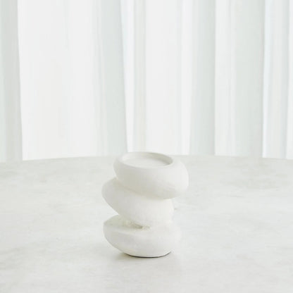 Pradier Candle Holder by Global Views in white. Made from aluminum in a modern style.