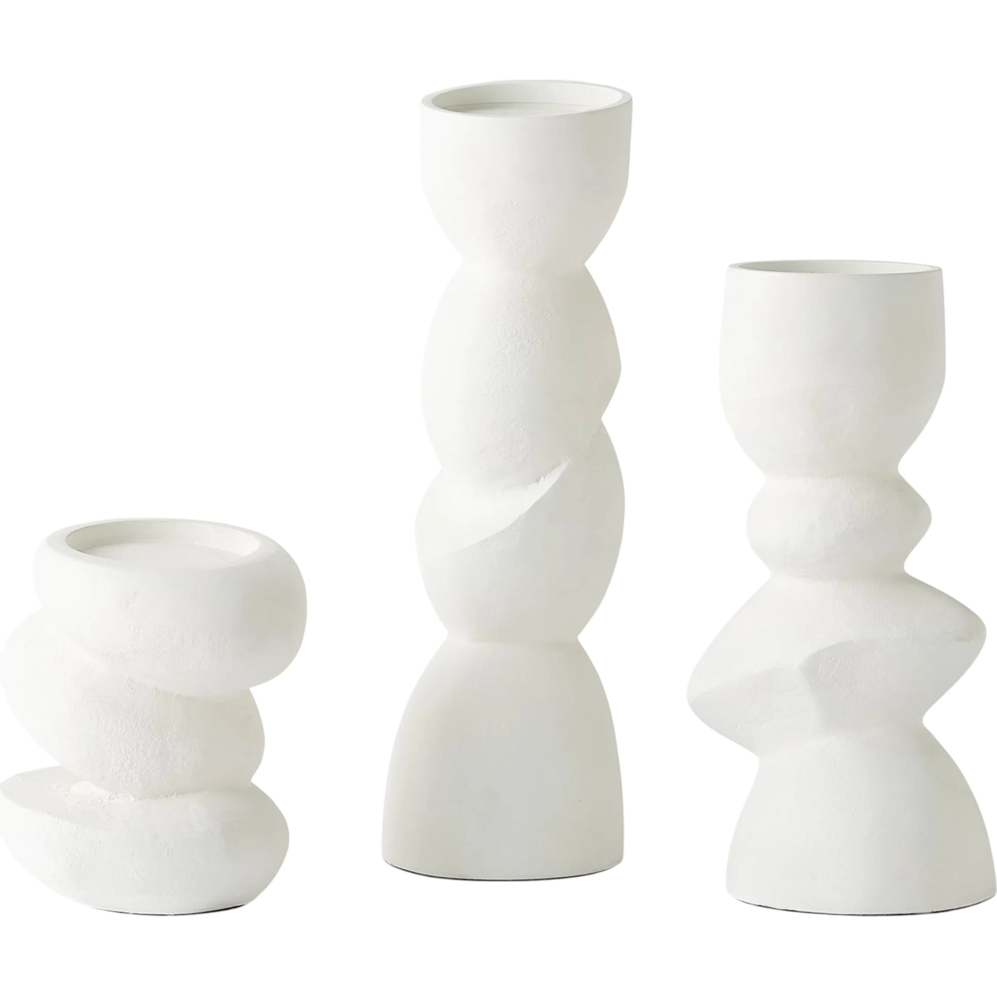 Pradier Candle Holder by Global Views in white. Made from aluminum in a modern style.