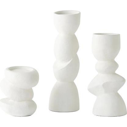 Pradier Candle Holder by Global Views in white. Made from aluminum in a modern style.