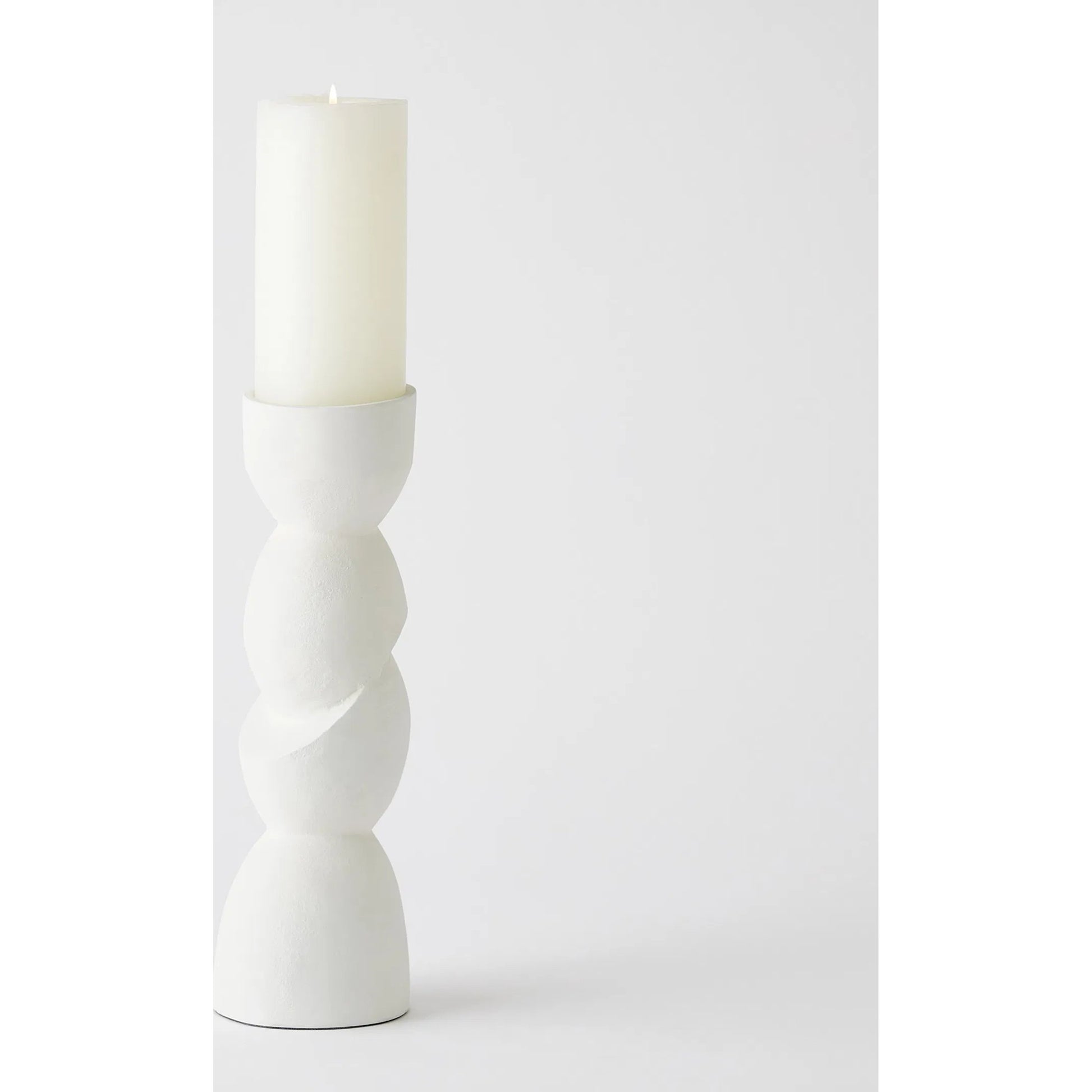 Pradier Candle Holder by Global Views in white. Made from aluminum in a modern style.