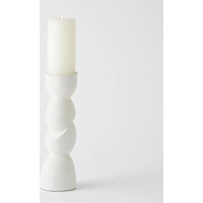 Pradier Candle Holder by Global Views in white. Made from aluminum in a modern style.