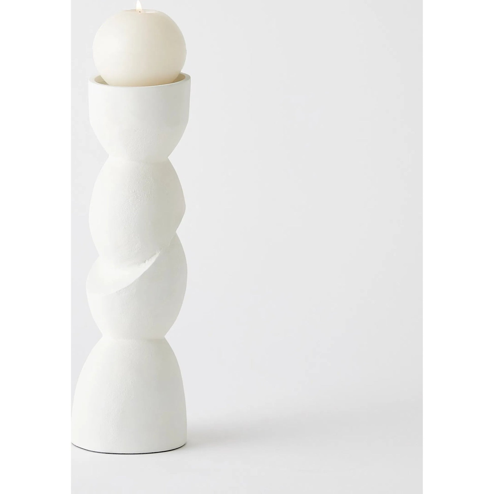 Pradier Candle Holder by Global Views in white. Made from aluminum in a modern style.