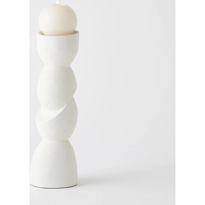 Pradier Candle Holder by Global Views in white. Made from aluminum in a modern style.