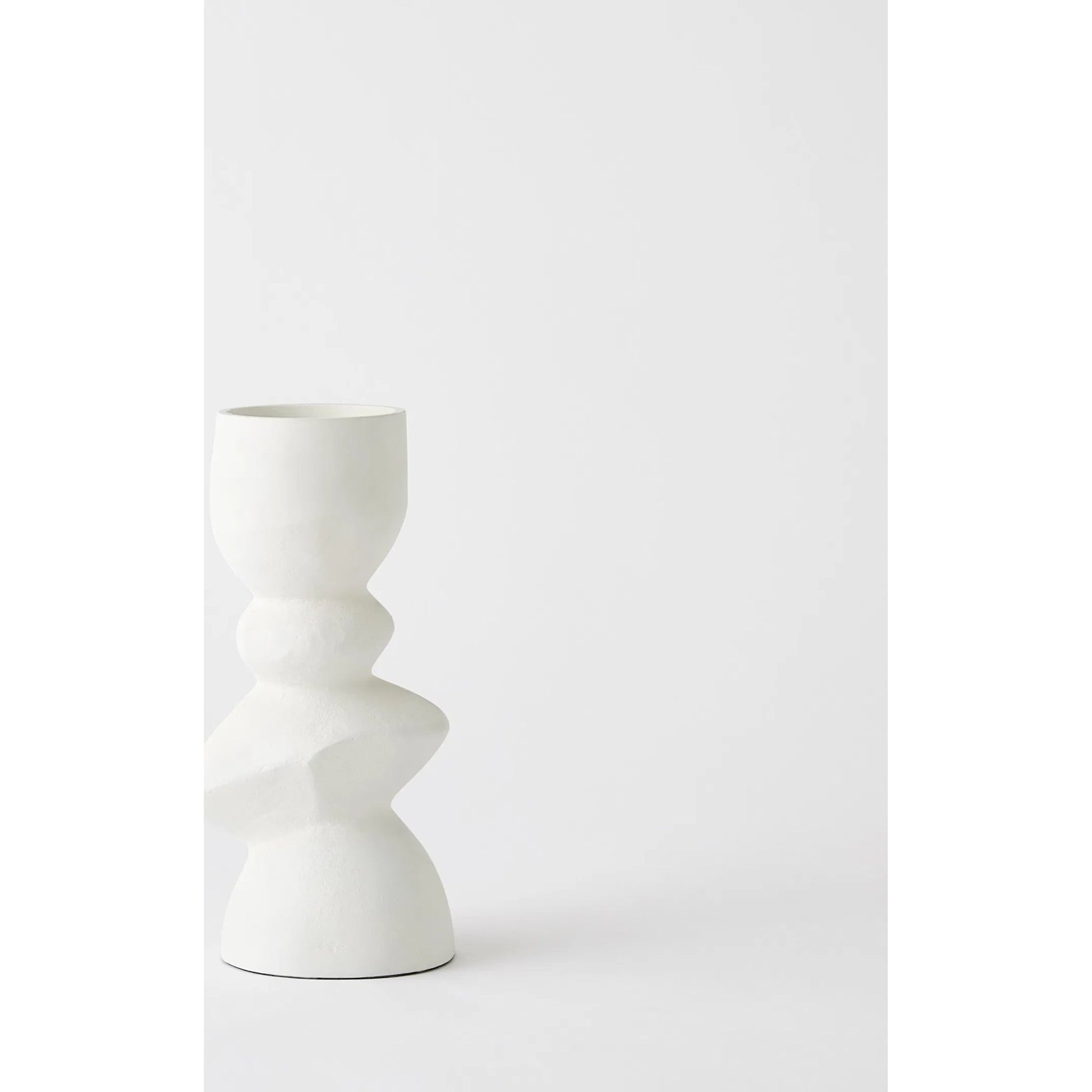 Pradier Candle Holder by Global Views in white. Made from aluminum in a modern style.