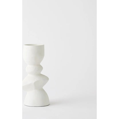 Pradier Candle Holder by Global Views in white. Made from aluminum in a modern style.