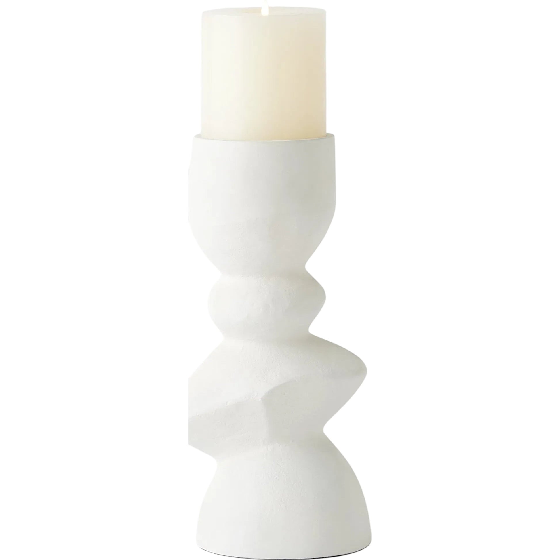 Pradier Candle Holder by Global Views in white. Made from aluminum in a modern style.