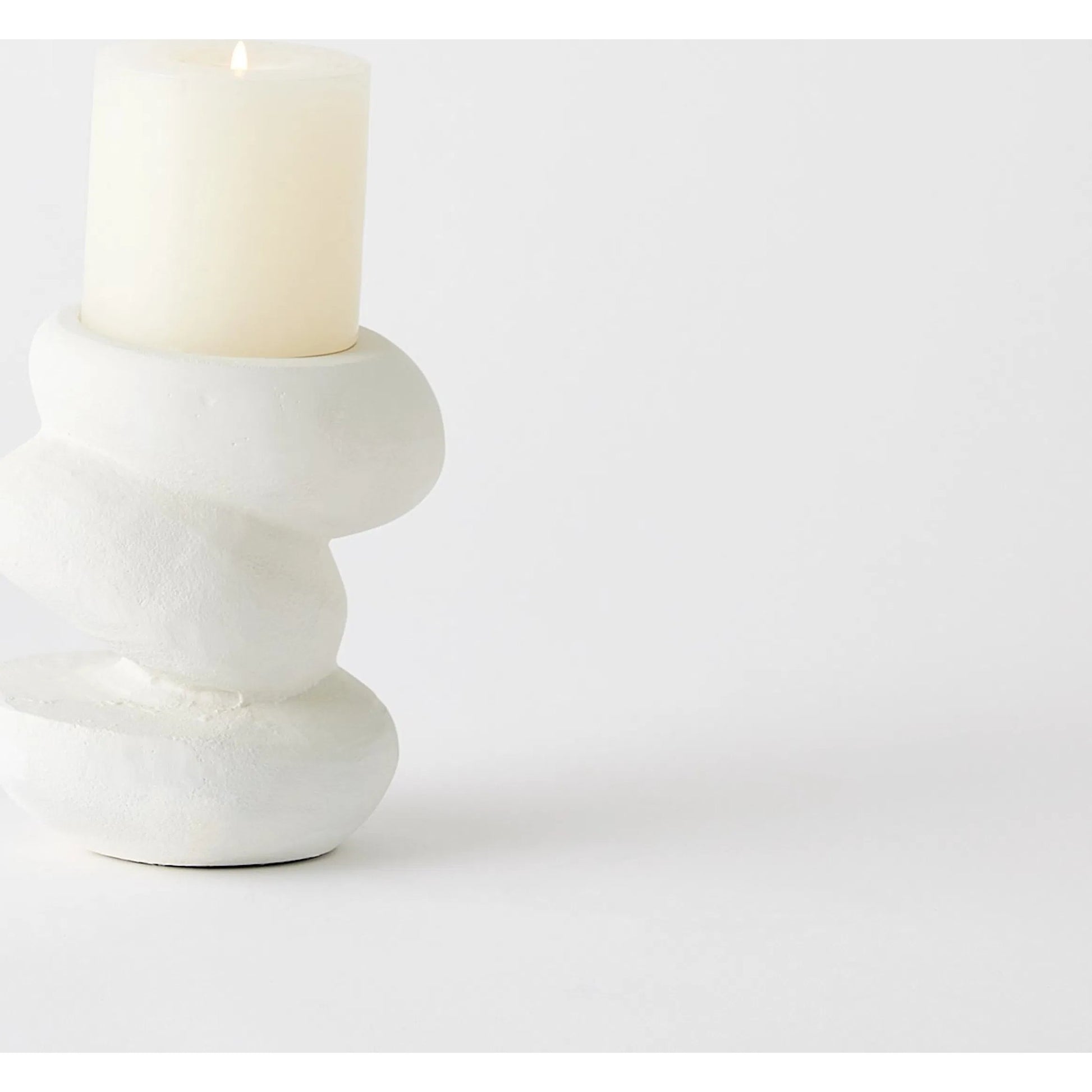 Pradier Candle Holder by Global Views in white. Made from aluminum in a modern style.
