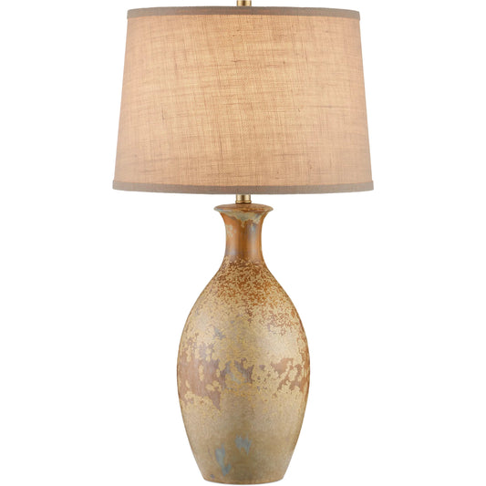 Stellata Table Lamp by Currey and Company in ochre. Made from ceramic in a unique style.