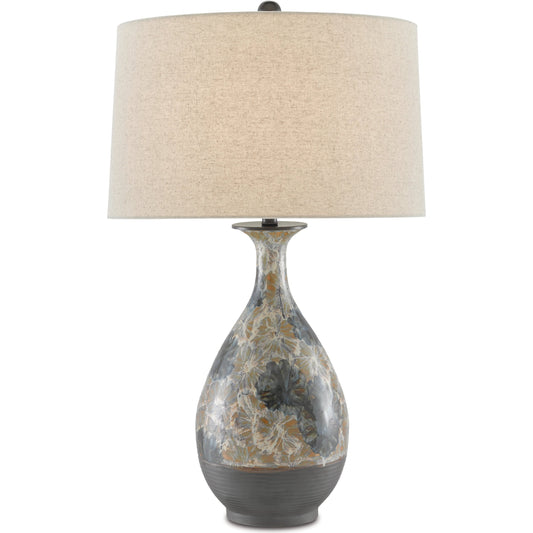 Frangipani Table Lamp by Currey and Company in cream, blue. Made from porcelain in a transitional style.