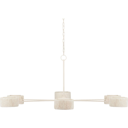 Monreale Chandelier by Currey and Company in white. Made from wrought iron, paper twine in a modern style.