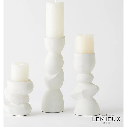 Pradier Candle Holder by Global Views in white. Made from aluminum in a modern style.