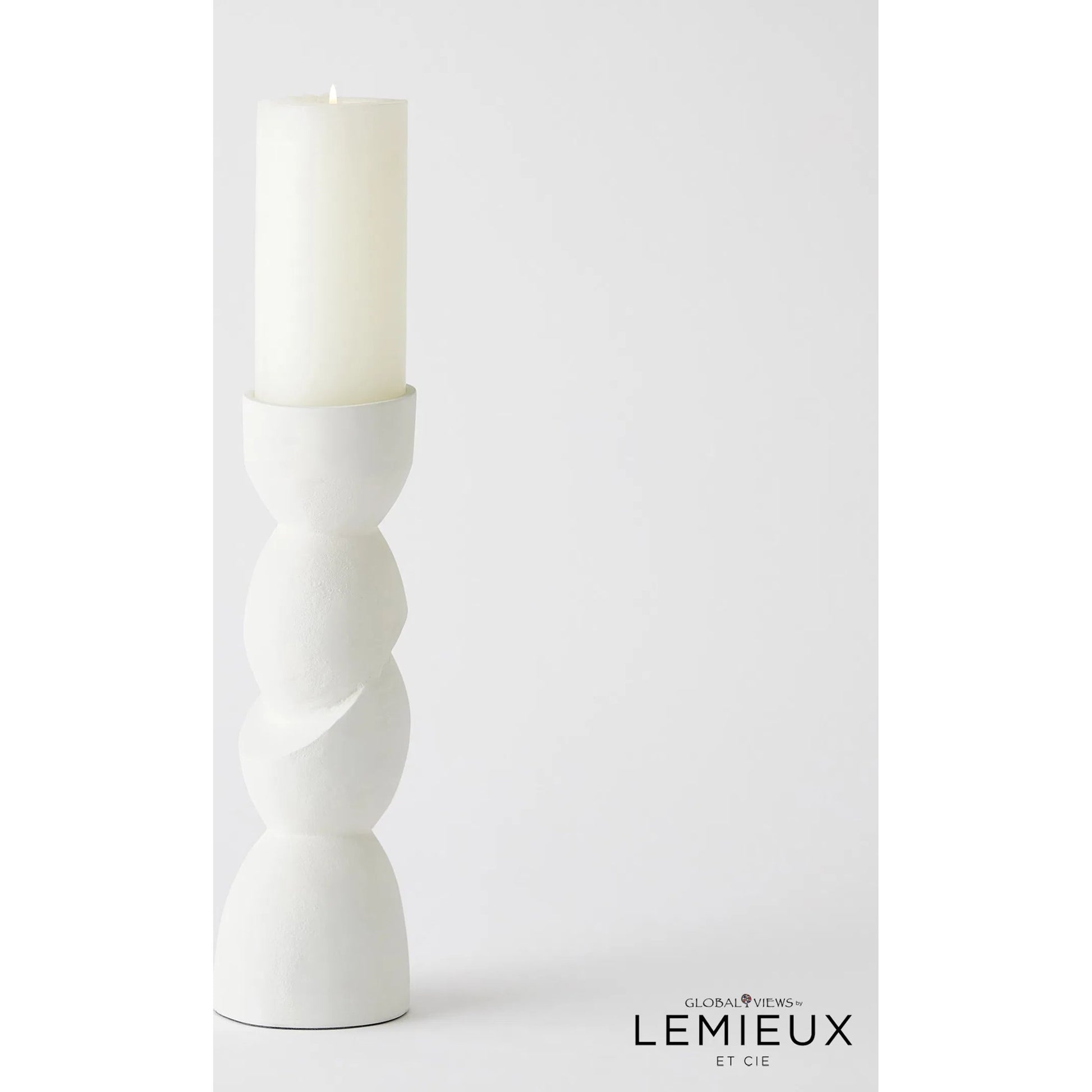Pradier Candle Holder by Global Views in white. Made from aluminum in a modern style.