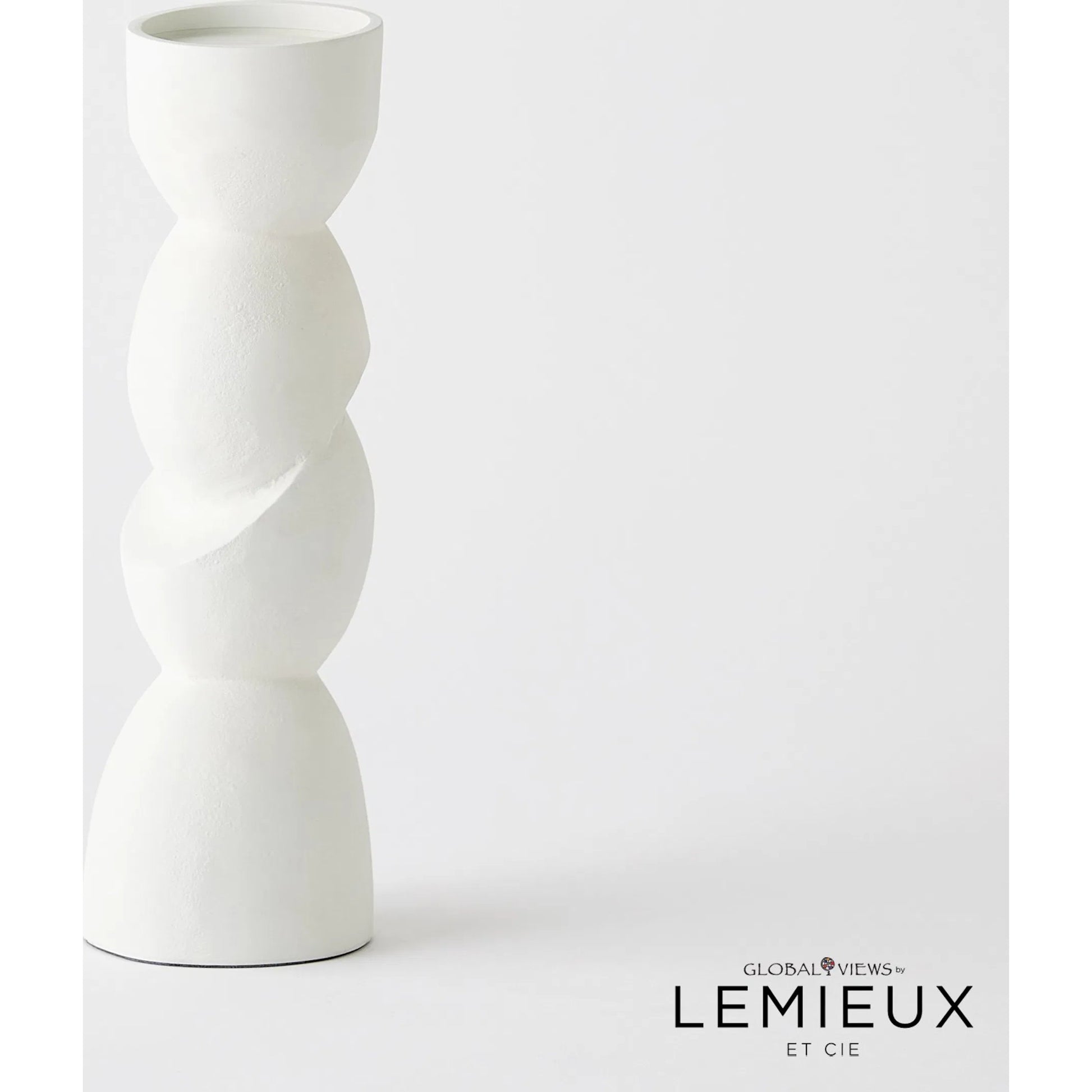 Pradier Candle Holder by Global Views in white. Made from aluminum in a modern style.