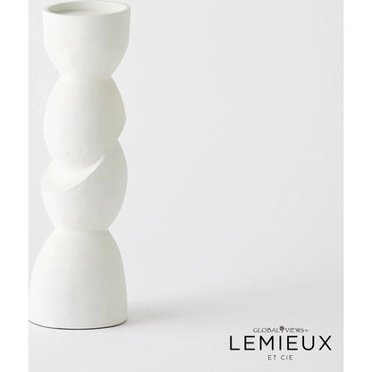Pradier Candle Holder by Global Views in white. Made from aluminum in a modern style.