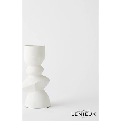 Pradier Candle Holder by Global Views in white. Made from aluminum in a modern style.