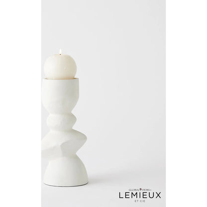 Pradier Candle Holder by Global Views in white. Made from aluminum in a modern style.