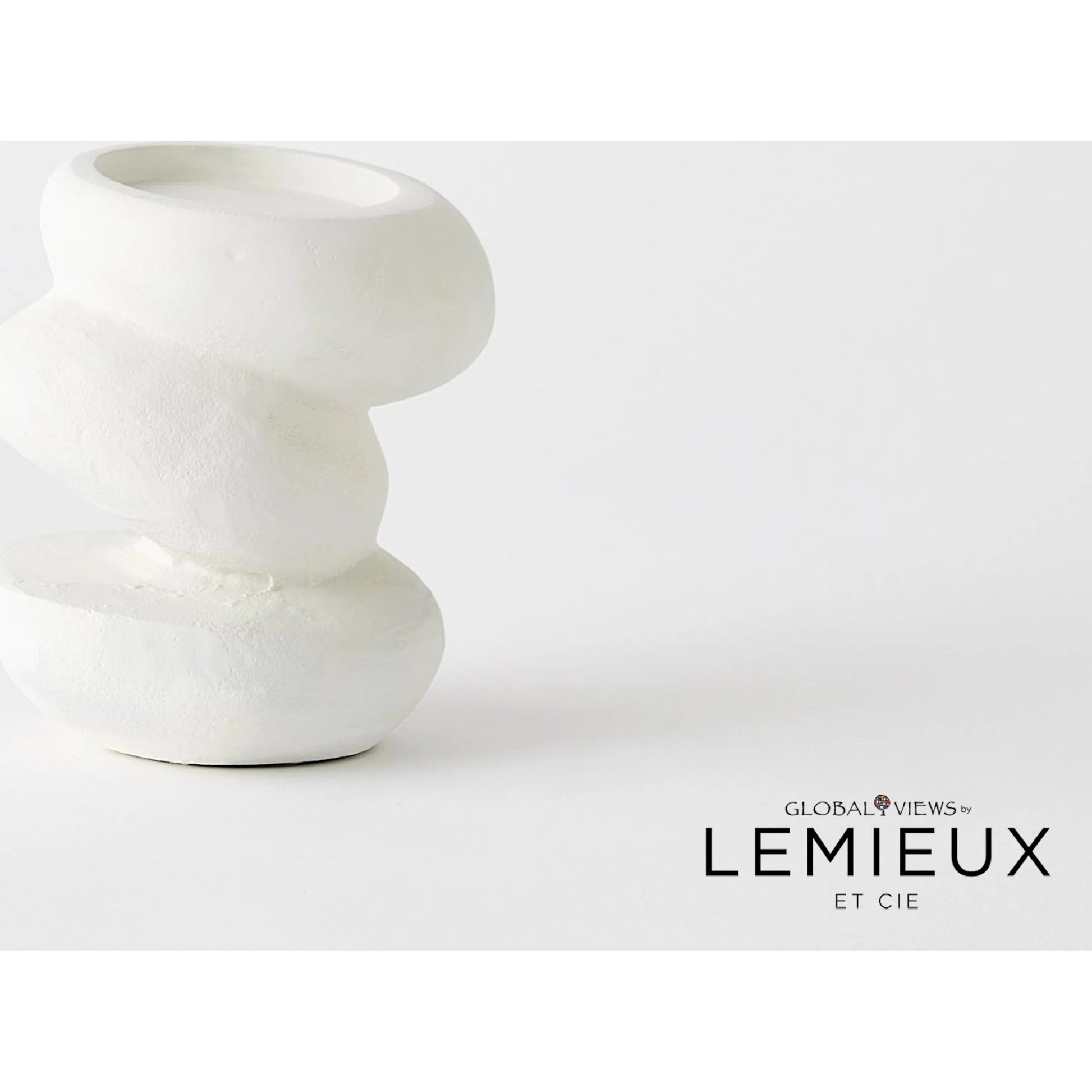 Pradier Candle Holder by Global Views in white. Made from aluminum in a modern style.