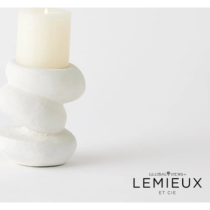 Pradier Candle Holder by Global Views in white. Made from aluminum in a modern style.