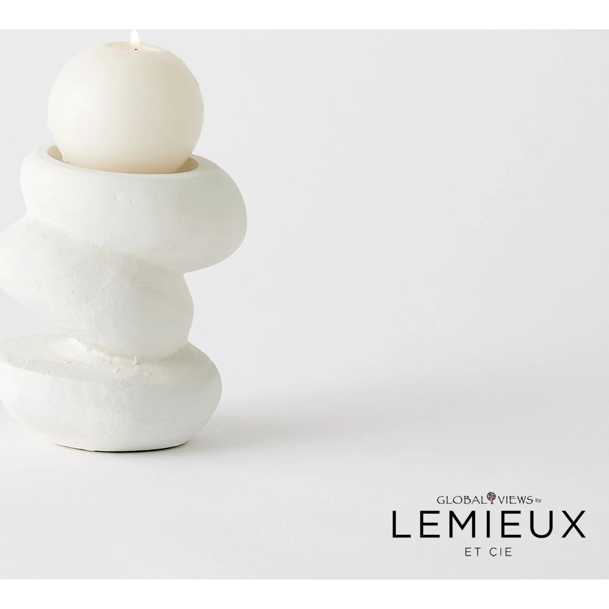 Pradier Candle Holder by Global Views in white. Made from aluminum in a modern style.