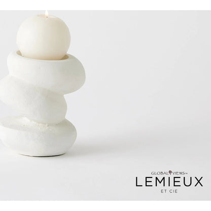 Pradier Candle Holder by Global Views in white. Made from aluminum in a modern style.