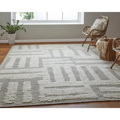 Ashby Transitional Geometric Rug - 8909F by Feizy in gray, ivory. Made from wool in a unique style.