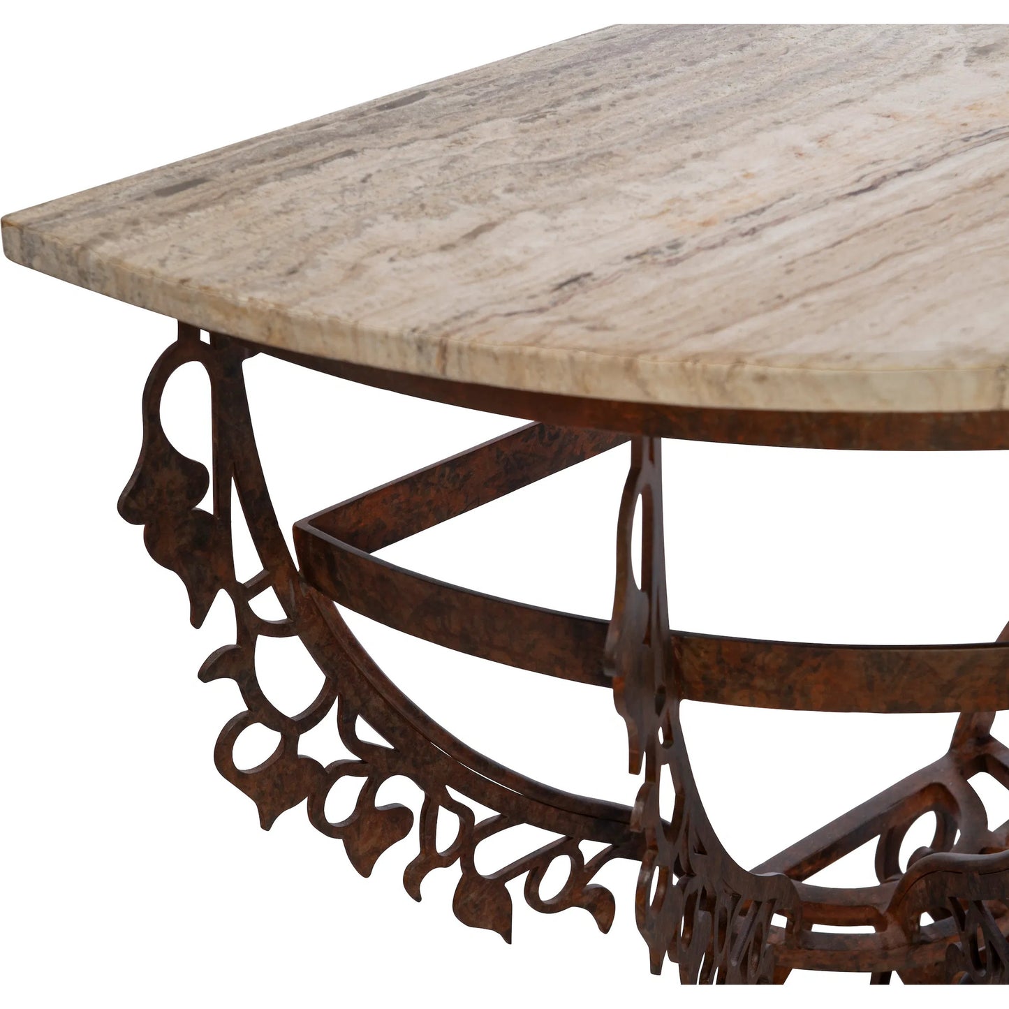 004 SI-2536788 | Closeup | Venetian Demilune Console by Maitland-Smith. Made from unique in a unique style.