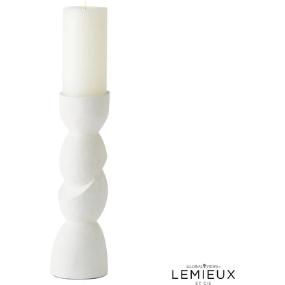 Pradier Candle Holder by Global Views in white. Made from aluminum in a modern style.