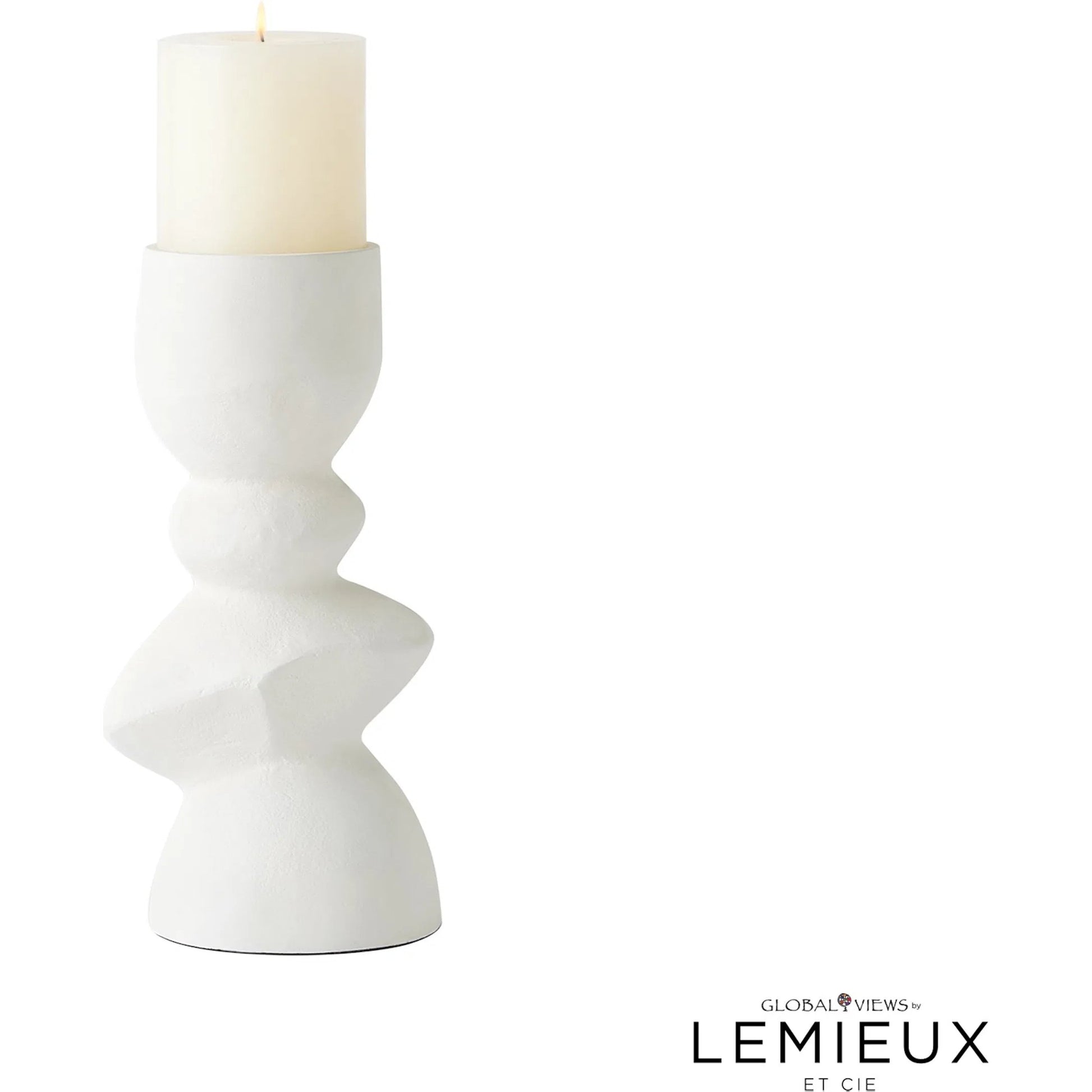 Pradier Candle Holder by Global Views in white. Made from aluminum in a modern style.