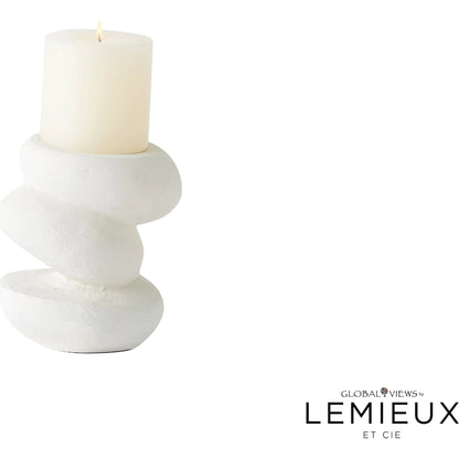 Pradier Candle Holder by Global Views in white. Made from aluminum in a modern style.