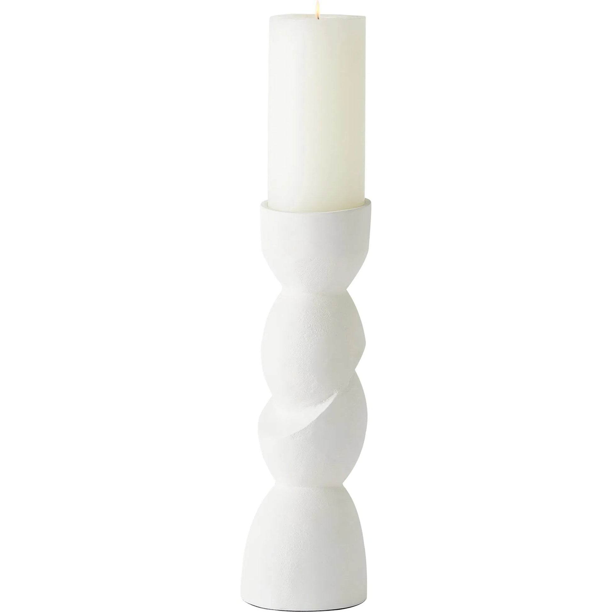 Pradier Candle Holder by Global Views in white. Made from aluminum in a modern style.