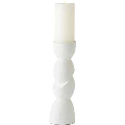 Pradier Candle Holder by Global Views in white. Made from aluminum in a modern style.