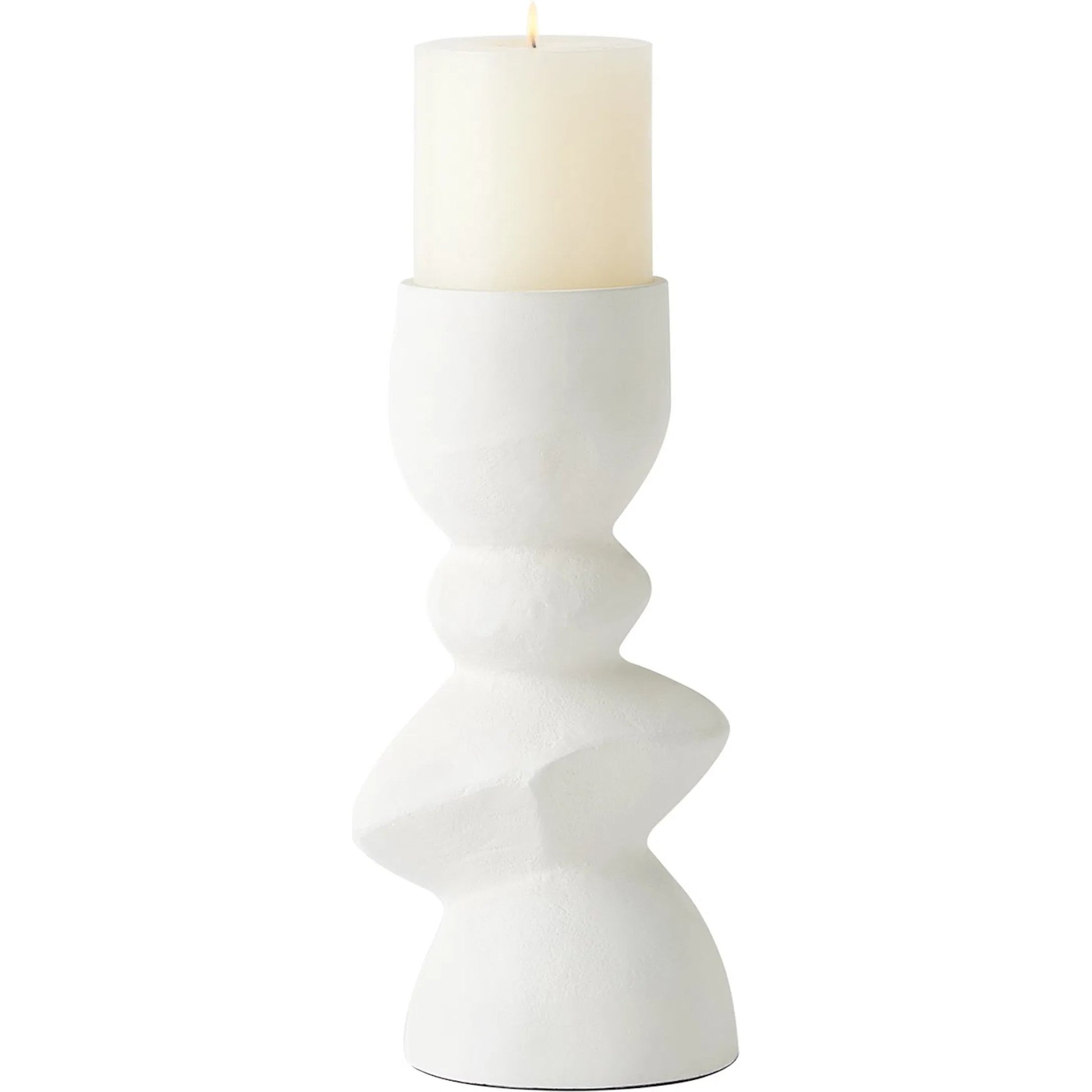 Pradier Candle Holder by Global Views in white. Made from aluminum in a modern style.