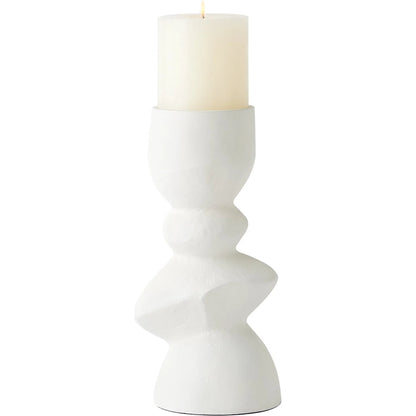 Pradier Candle Holder by Global Views in white. Made from aluminum in a modern style.
