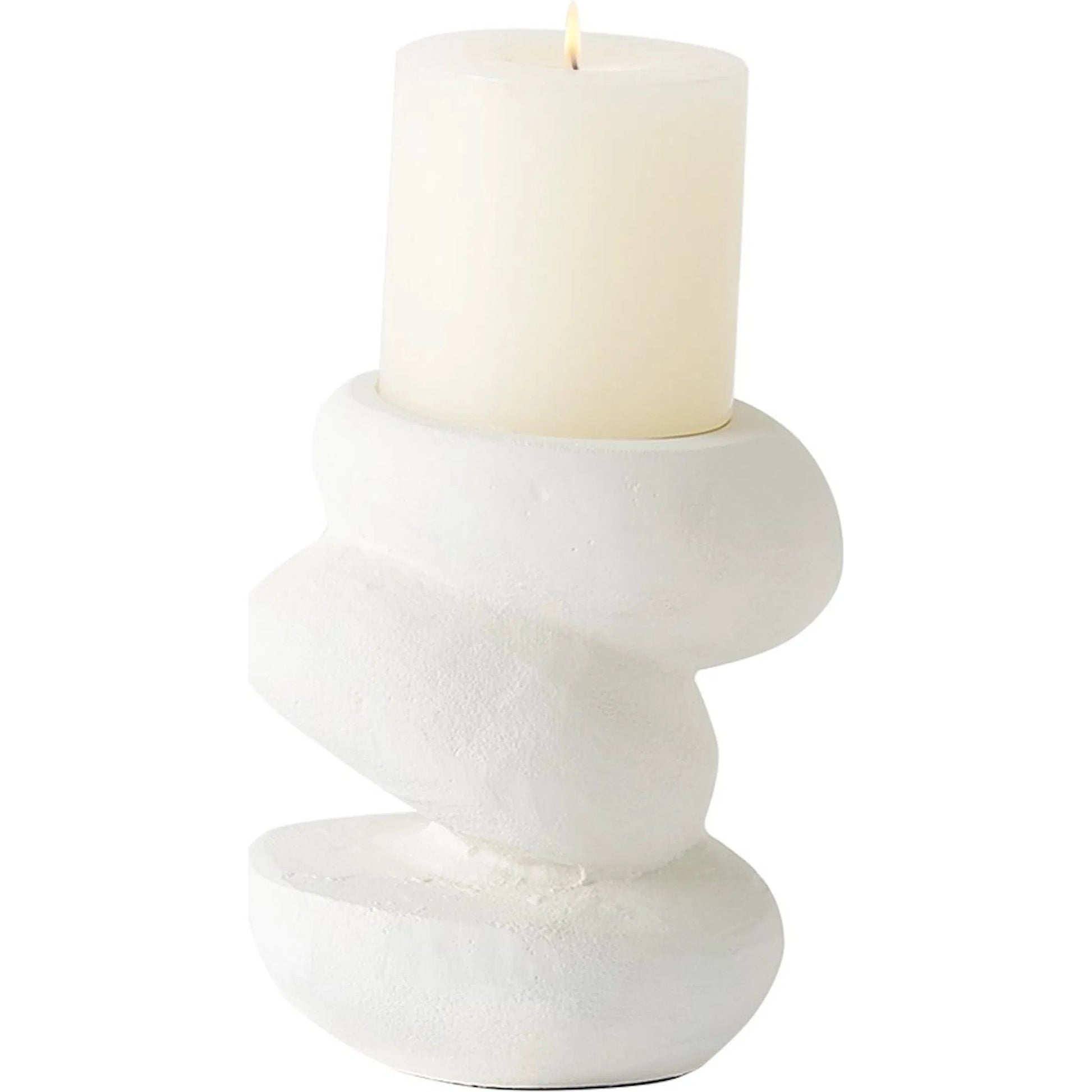 Pradier Candle Holder by Global Views in white. Made from aluminum in a modern style.
