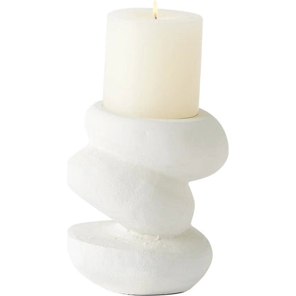 Pradier Candle Holder by Global Views in white. Made from aluminum in a modern style.