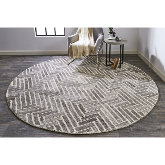 Asher Transitional Geometric Rug - 8768F by Feizy in taupe, gray, tan. Made from wool, viscose in a unique style.