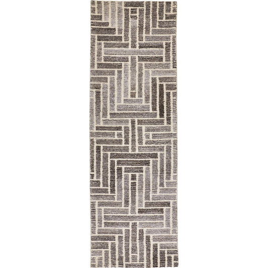 Asher Transitional Geometric Rug - 8768F by Feizy in taupe, gray, tan. Made from wool, viscose in a unique style.