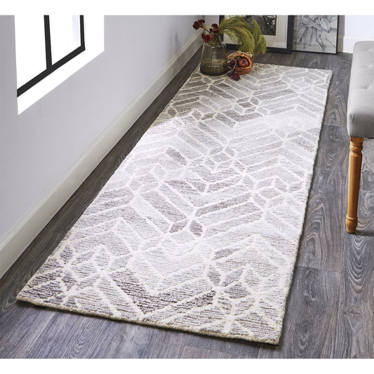 Asher Transitional Geometric Rug - 8769F by Feizy in taupe, gray, ivory. Made from wool, viscose in a unique style.