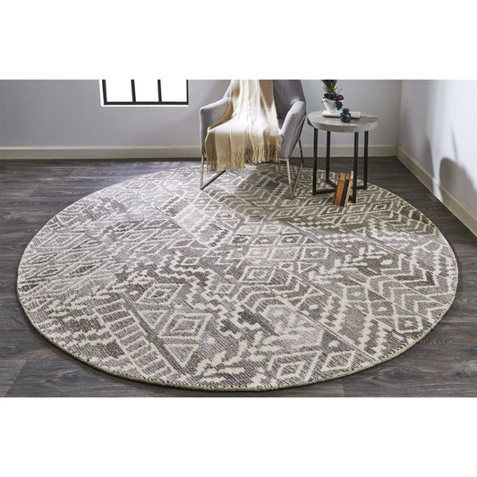 Asher Lustrous Wool Rug - 8771F by Feizy in gray, white. Made from wool, viscose in a unique style.