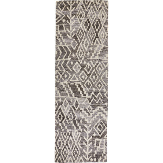 Asher Lustrous Wool Rug - 8771F by Feizy in gray, white. Made from wool, viscose in a unique style.