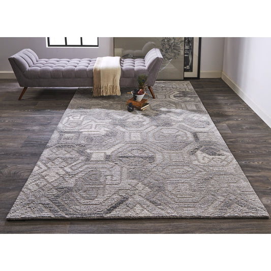 Asher Transitional Rug - 8772F by Feizy in gray, ivory, taupe. Made from wool, viscose in a unique style.