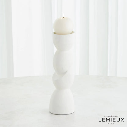 Pradier Candle Holder by Global Views in white. Made from aluminum in a modern style.