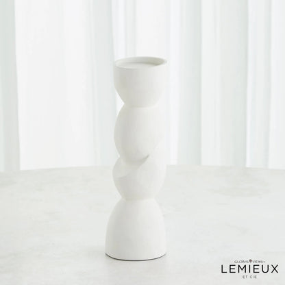 Pradier Candle Holder by Global Views in white. Made from aluminum in a modern style.