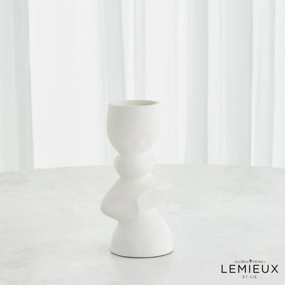 Pradier Candle Holder by Global Views in white. Made from aluminum in a modern style.