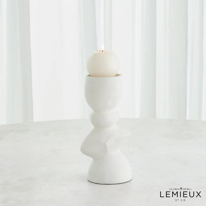 Pradier Candle Holder by Global Views in white. Made from aluminum in a modern style.