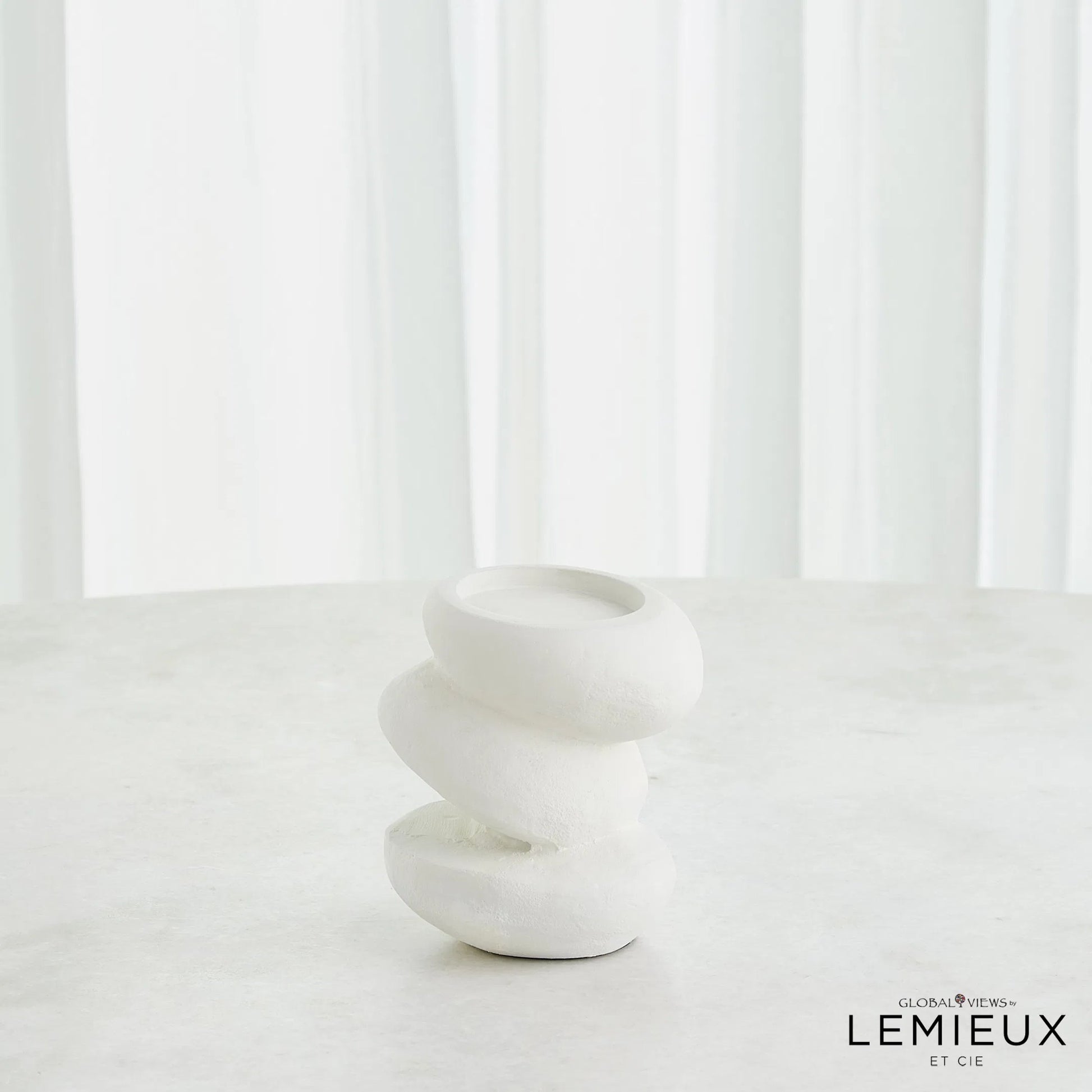 Pradier Candle Holder by Global Views in white. Made from aluminum in a modern style.