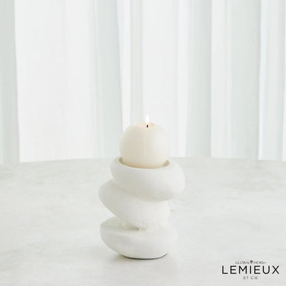 Pradier Candle Holder by Global Views in white. Made from aluminum in a modern style.