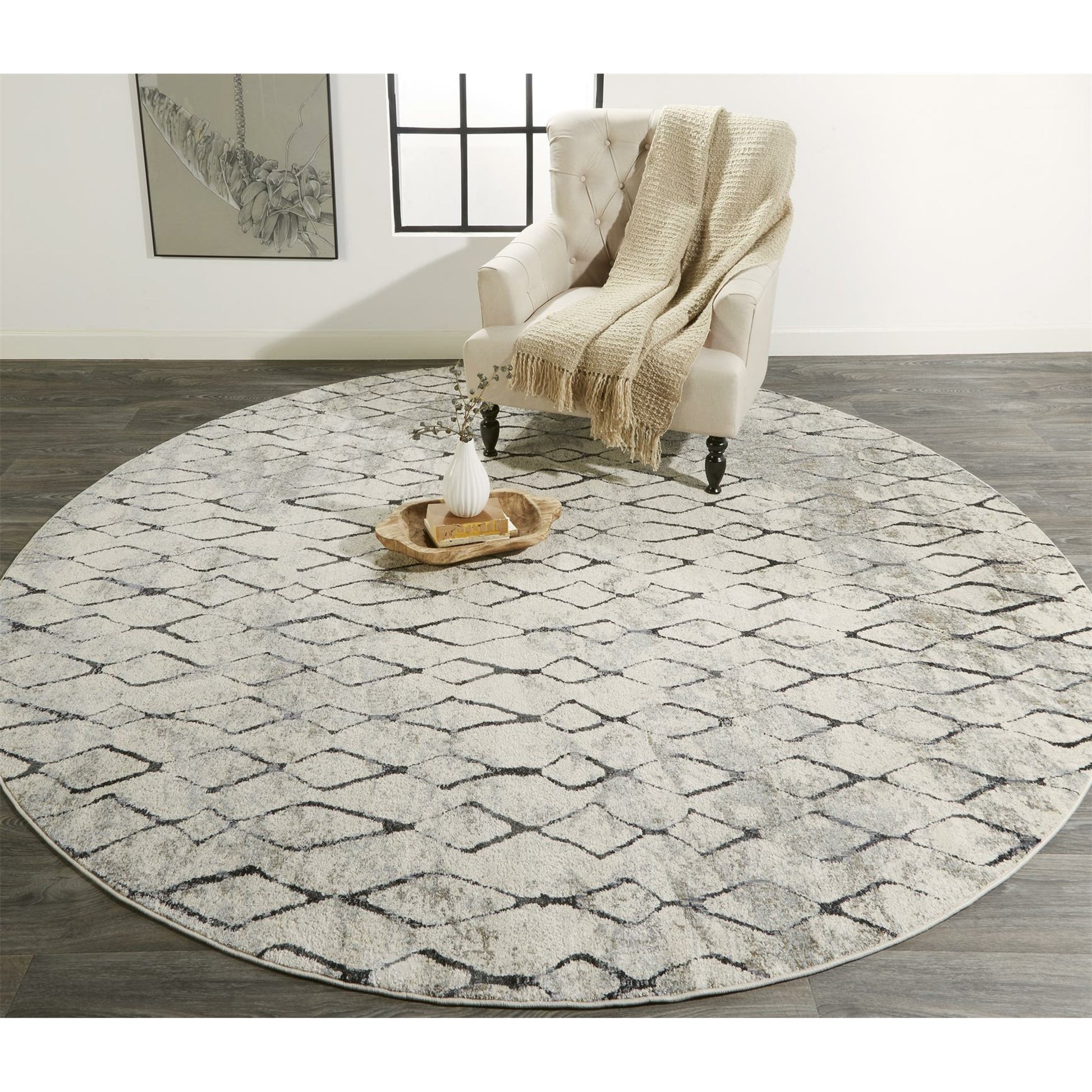 Kano Transitional Diamond Rug - 3872F by Feizy in ivory, gray, taupe. Made from polypropylene, polyester in a unique style.