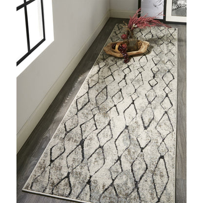 Kano Transitional Diamond Rug - 3872F by Feizy in ivory, gray, taupe. Made from polypropylene, polyester in a unique style.