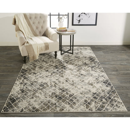 Kano Transitional Diamond Rug - 3873F by Feizy in ivory, gray, taupe. Made from polypropylene, polyester in a unique style.